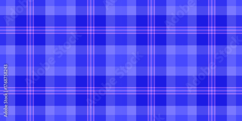 Classic plaid pattern in cool blue hues. Seamless textile design, perfect for backgrounds, apparel, or digital art. Timeless, versatile, and calming.