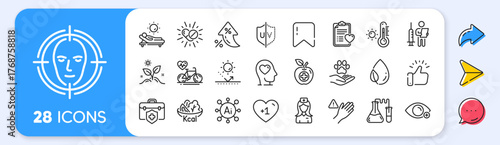 Face detect, Chemistry lab and Hospital nurse line icons. Interest rate, AI generate, Inflation icons. Pack of Dont touch, Vaccination announcement, Cardio bike icon. Vector