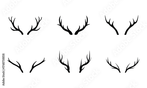 Deer Antlers Silhouette Set