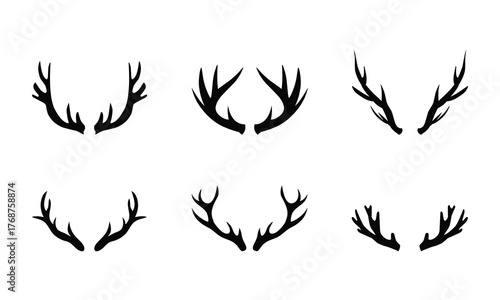 Deer Antlers Silhouette Set