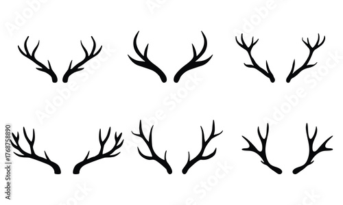 Deer Antlers Silhouette Set
