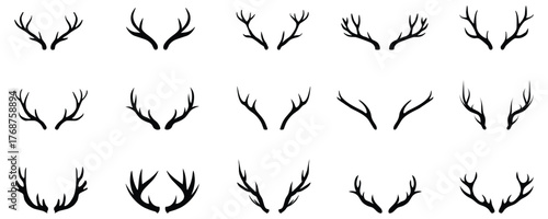Deer Antlers Silhouette Set
