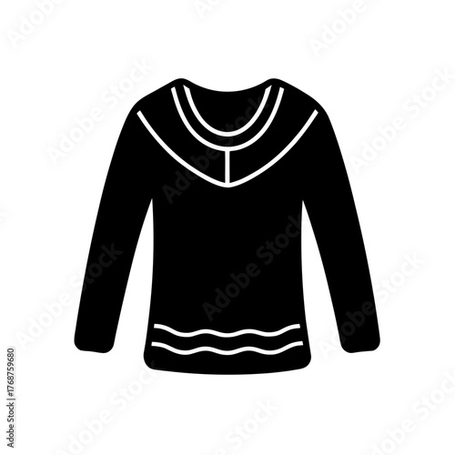 black sweater with white details clip art preview