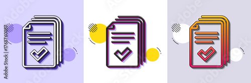 Handout line icon. Halftone dotted pattern. Gradient icon with grain shadow. Documents example sign. Line handout icon. Various designs. Vector