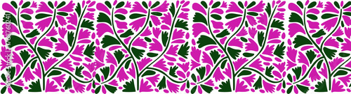 Floral Embellishment: Intricate repeating pattern of botanical elements, with stylized flowers, and a seamless composition. 