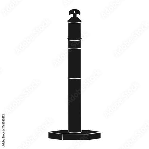 T top style traffic bollard icon with rubber base black silhouette vector