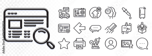 Star, 5g upload and Delivery line icons for web app. Glare of light effect. Message icon. Pack of Chemistry pipette, Dots message, Refrigerator pictogram icons. Vector