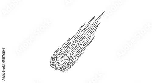 Hand-drawn comet soaring through the vast expanse offering a minimalist celestial spectacle