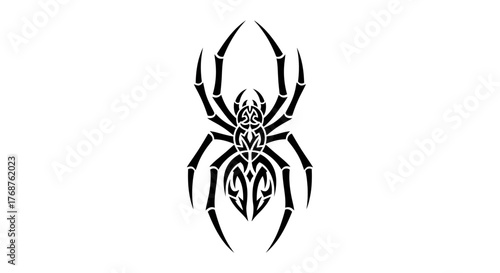 Stylized arachnid silhouette with elaborate tribal-inspired patterns and sharp claws for gothic