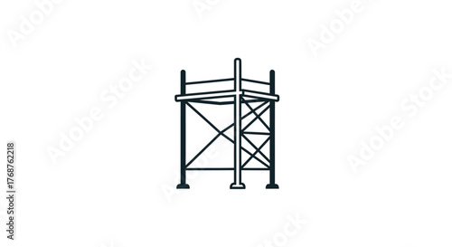 Minimalist scaffolding icon, architectural construction frame design illustration concept