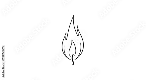 Simple and elegant hand-drawn fire vector design on a clean white background evoking themes of