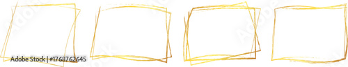 set of gold colored shape brush painted banner frame stamps