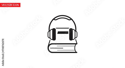 Audiobook concept featuring headphones resting on a book symbolizing listening literacy