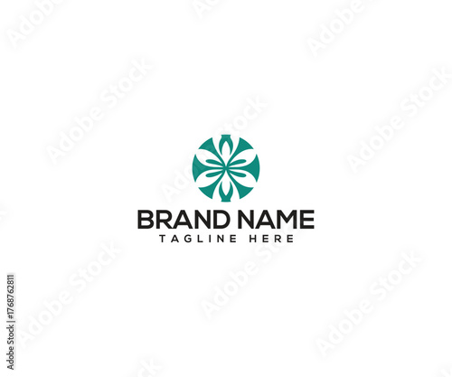 Abstract Floral Logo Design: A visually striking logo concept, centered around a stylized floral motif in a circular arrangement, conveying a sense of elegance and sophistication.