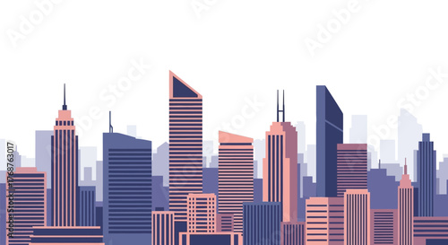 Vector Illustration of a modern Cityscape skyline with Skyscrapers on White Background  Urban