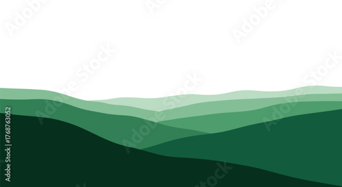 Serene green hills landscape with layered effect conveying tranquility and depth of nature