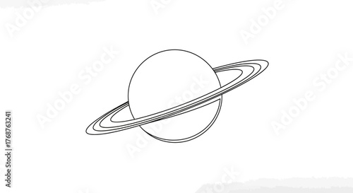 Elegant Saturn Illustration in Minimalist Style with Refined Ring Detail for Creative Projects