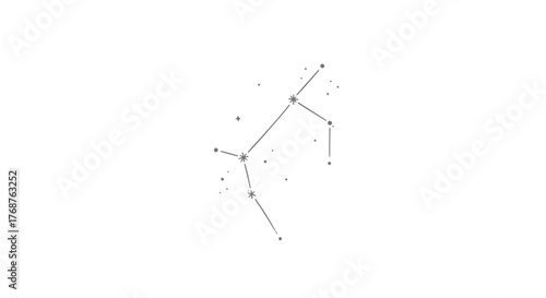 Minimalistic constellation illustration with connected dots representing stars on a clean background
