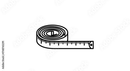 Minimalist tape measure icon design featuring accurate measurement for tailoring projects