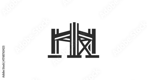 Abstract industrial infrastructure framework minimalist icon structure monochrome design