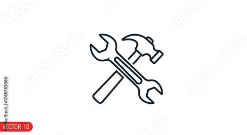 Simple outline of a wrench and hammer crossing each other representing repair work needed