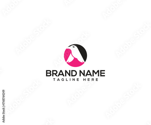 Abstract Bird Logo in a Circle: A modern, minimalist logo design featuring a stylized bird silhouette elegantly framed within a circular shape. Suitable for branding purposes.