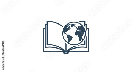 Illustration combining a globe with an open book, symbolizing global education and knowledge