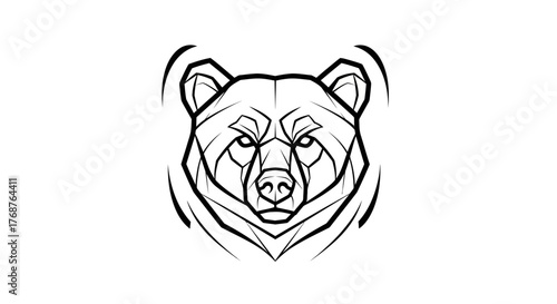 Geometric precision outlines a bear's visage embodying a symbolic animal totem, strength and