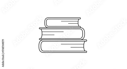 Stack of books outline illustration conveys simplicity and academic pursuit neatly presented