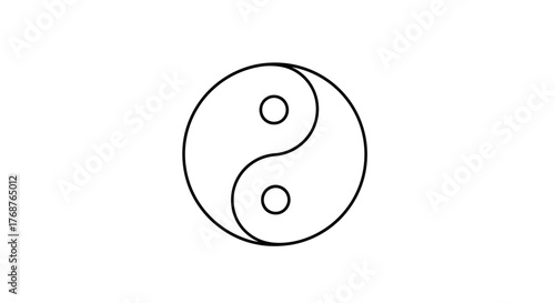 Simple yin yang symbol illustration representing balance and harmony with minimalistic design