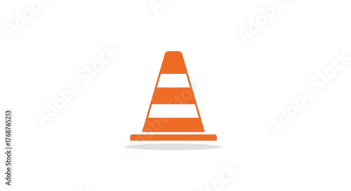 Striking orange and white striped traffic cone illustration, safety and caution icon