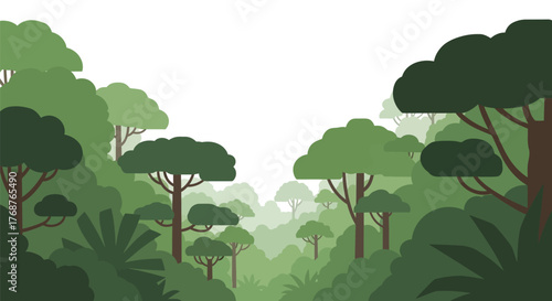 Lush Jungle Canopy Vista: A Verdant Tapestry of Trees and Tropical Foliage