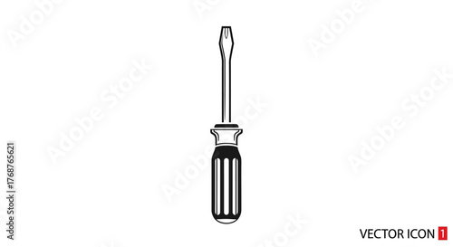 Striking screwdriver illustration showcasing precision and utility in monochrome graphic design