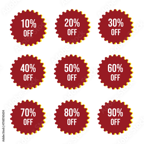 Attractive Sale Badges Vectors Set Showing Percentage Off Discount to Boost Sales