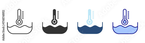 Medium Temperature Icon Set. Designed In Multi Style