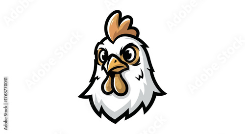 Cartoon Chicken Head with Determined Expression and Detailed Features.