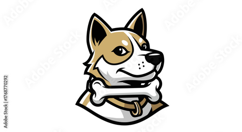 Cartoon Dog Mascot with Bone Collar - Friendly Canine Character Design.