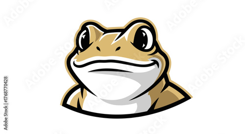 Cartoon Frog Head with a Friendly Expression and Detailed Shading.