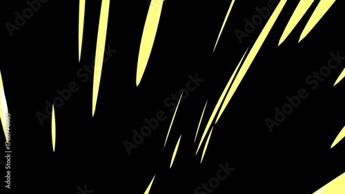 Abstract black background with dynamic yellow streaks creating movement