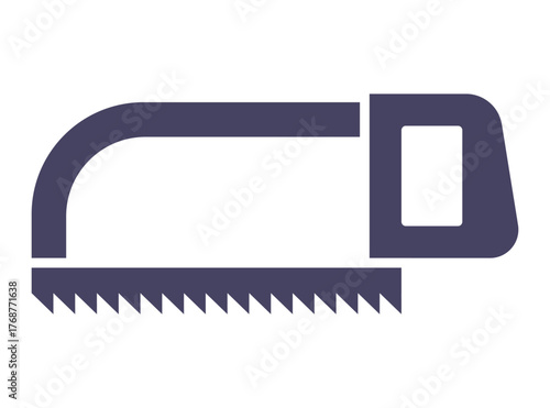 Black hacksaw icon. Flat illustration.