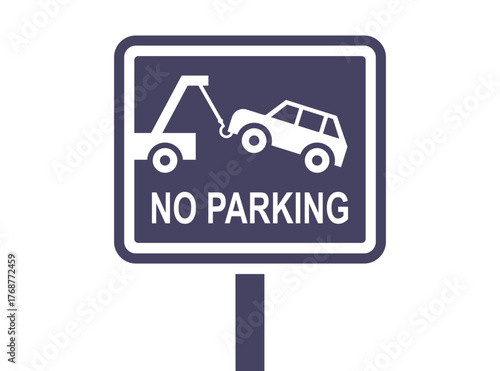 Road sign Car towing. No parking. Flat illustration.