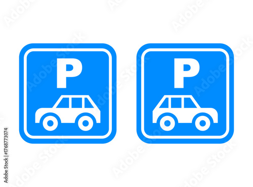 Blue car parking sign. Flat illustration.