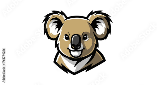 Cartoon Koala Head Mascot with Friendly Expression and Detailed Fur.