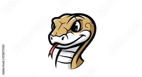 Cartoon Snake Head with Tongue Out, Ready to Strike.