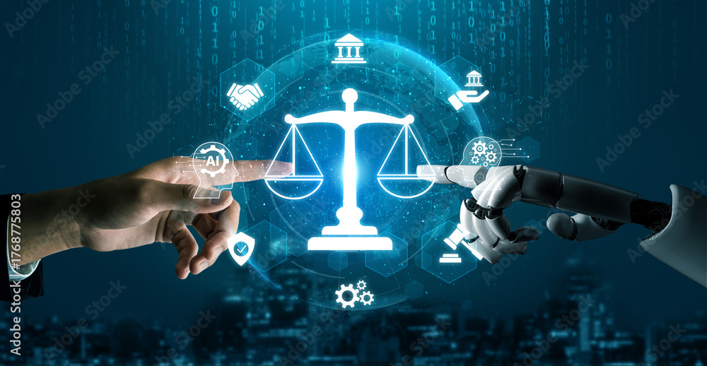 Fototapeta premium AI ethics ensures fairness, transparency, and responsibility in intelligent systems, guiding safe and trusted AI integration in society. Artificial intelligence spline