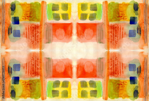 Seamless pattern.  Abstract watercolor pattern — original hand-painted geometric artwork. Use printed materials, signs, posters, postcards, packaging.