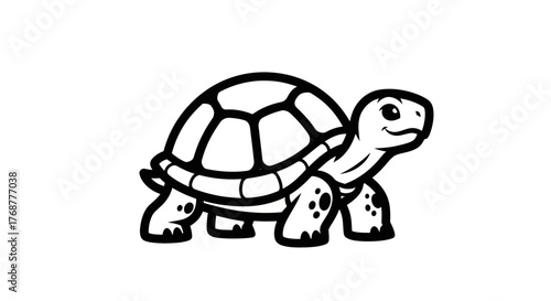 Charming Cartoon Turtle Illustration with Detailed Shell and Friendly Expression.