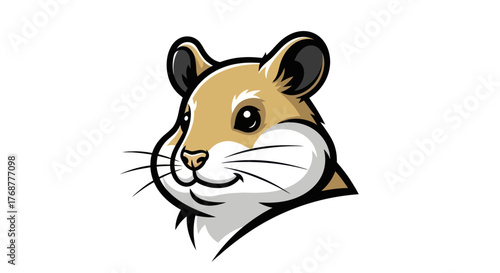Charming Hamster Head Cartoon Illustration with Detailed Features.