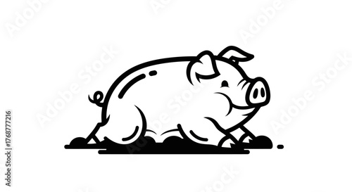 Charming Pig Illustration - A Delightful Depiction of Farm Life.