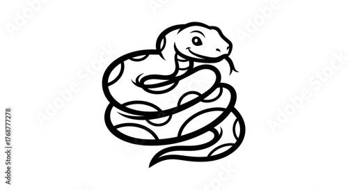 Charming Snake Illustration with Playful Spots and Tongue.